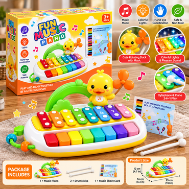 2-in-1 Fun Music Piano & Xylophone Learning Toy with Lights