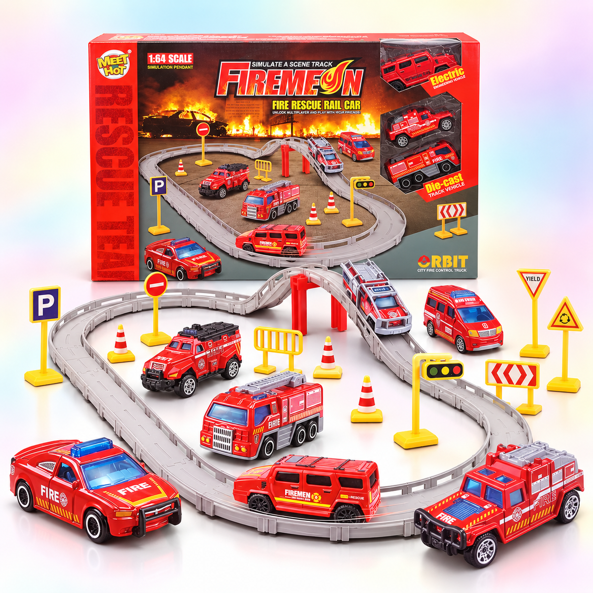 Fire Rescue Rail Track Toy Set