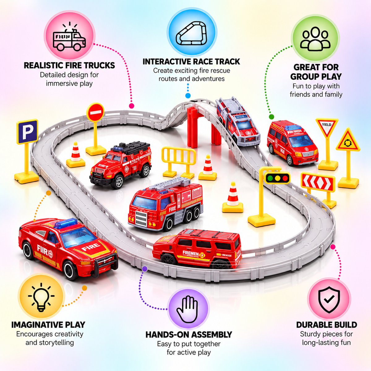 Fire Rescue Rail Track Toy Set