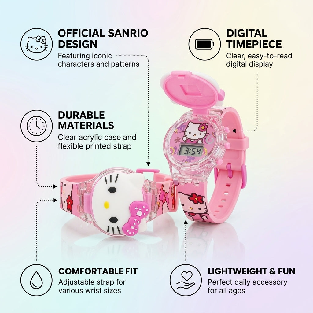 Cute Cartoon Kids Digital Watch with LED Light – Character Wrist Watch for Boys & Girls