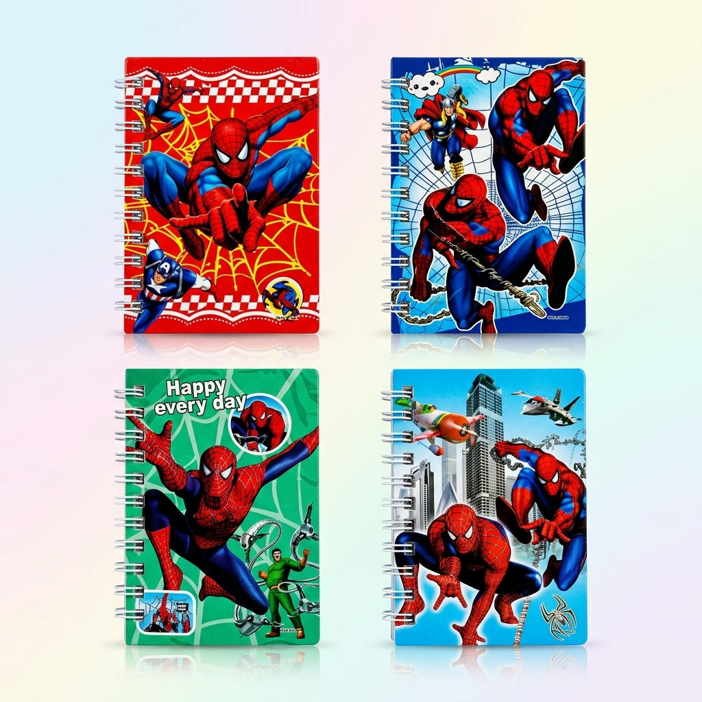 4-in-1 Mini Spiral Notebook for Kids – Cute Cartoon School & Writing Notebook