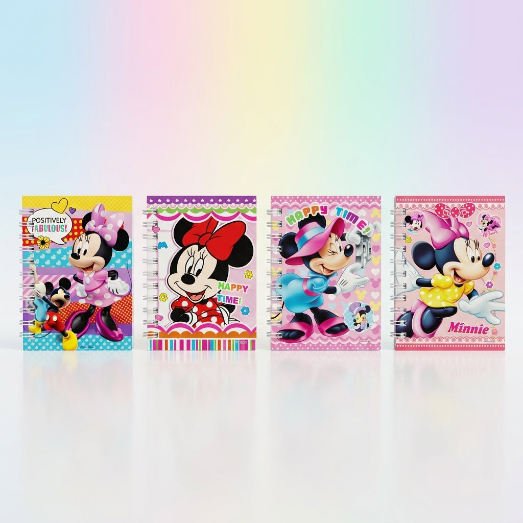 4-in-1 Mini Spiral Notebook for Kids – Cute Cartoon School & Writing Notebook