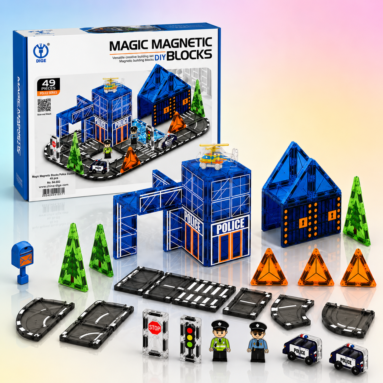 Magic Magnetic Blocks - Police Station (49 Pieces)