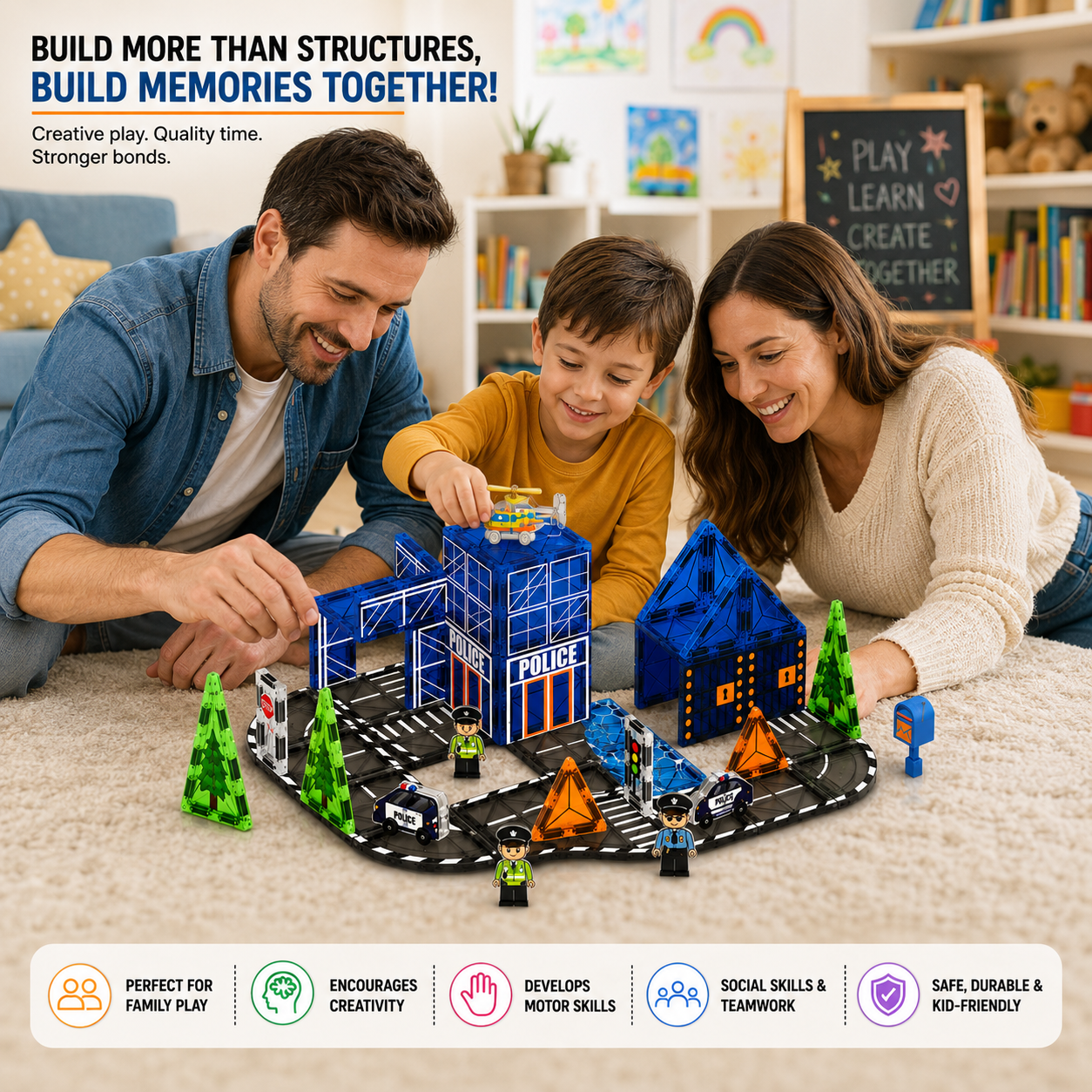 Magic Magnetic Blocks - Police Station (49 Pieces)