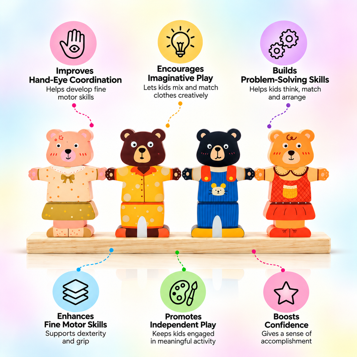 Little Bear Changing Clothes Wooden Matching Set