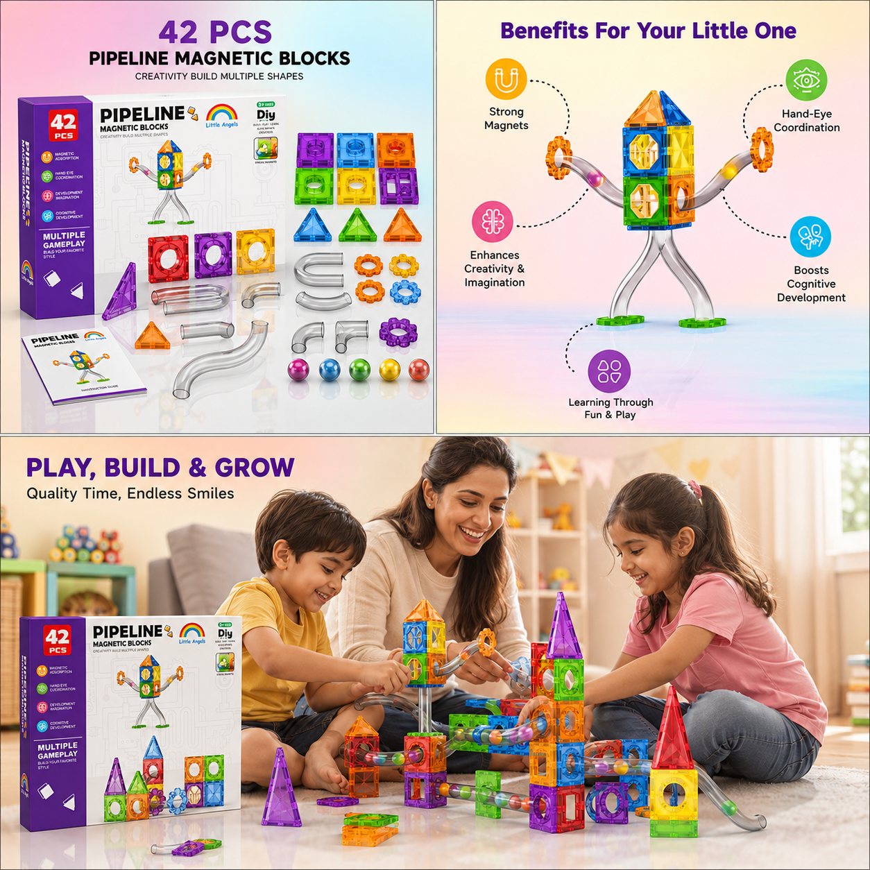 Pipeline Magnetic Blocks (42 Pieces)