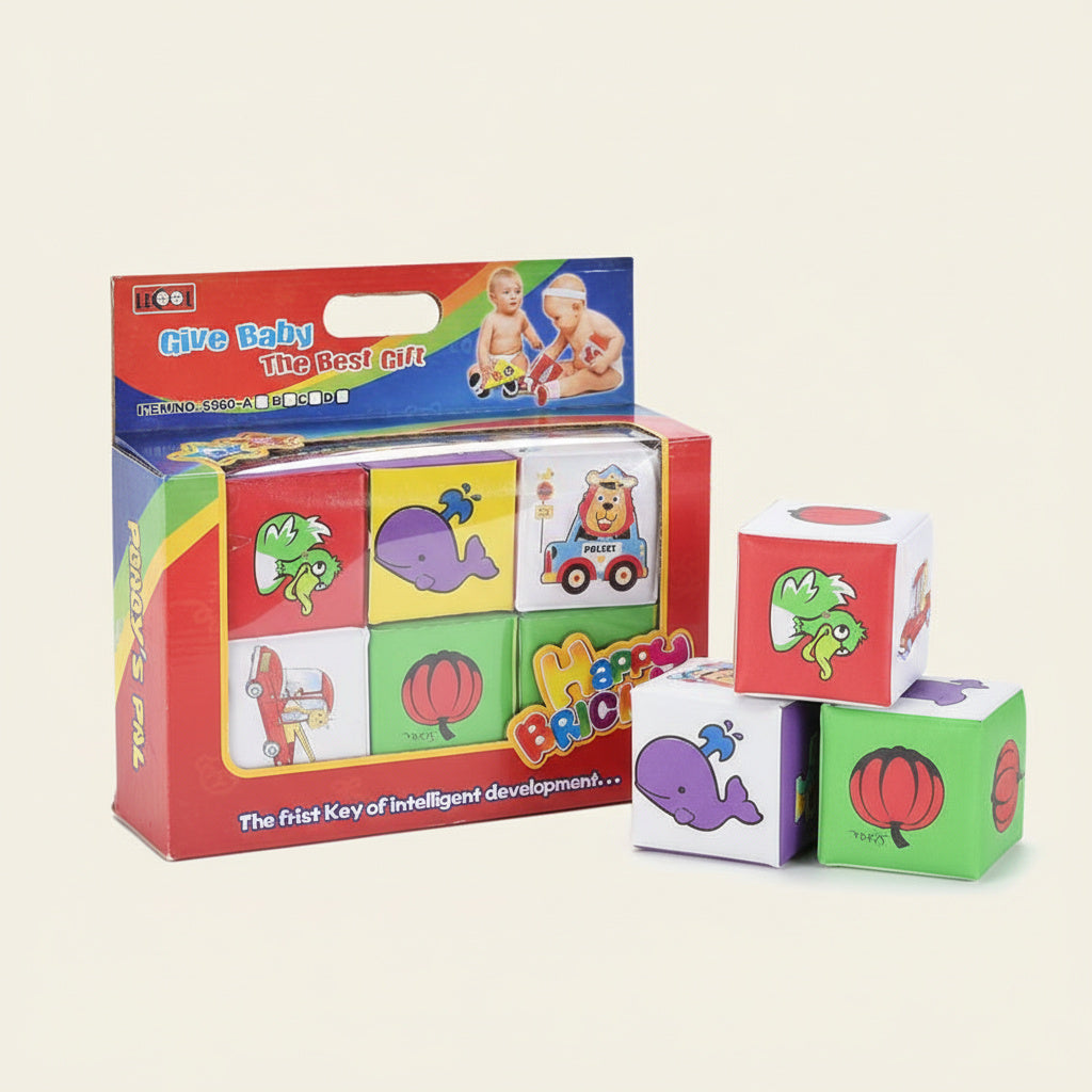 Happy Brick™ Infant & Toddler Sensory Soft Blocks (6-Piece Set)