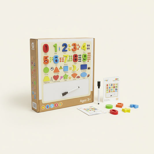 Kiddo 3-in-1 Wooden Number & Shape Learning Board