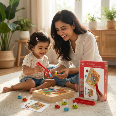 Industrious Little Bee: Montessori Wooden Beehive Game