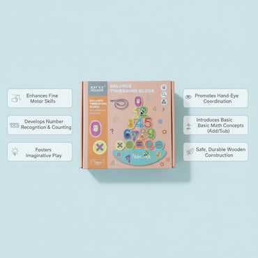 Wooden Balance Threading & Number Learning Block Set