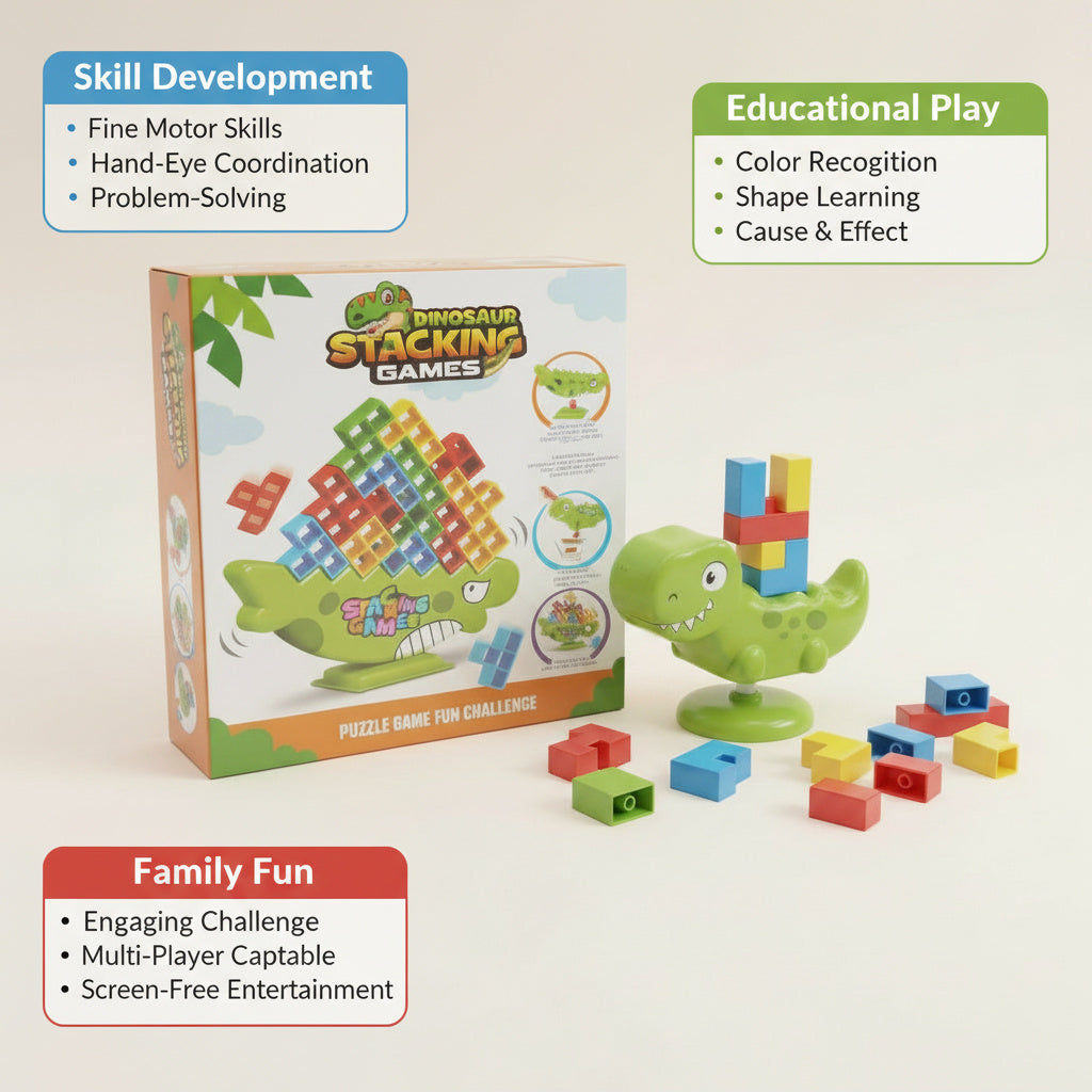 Dino Tetra Tower: The Ultimate Stacking Balance Game