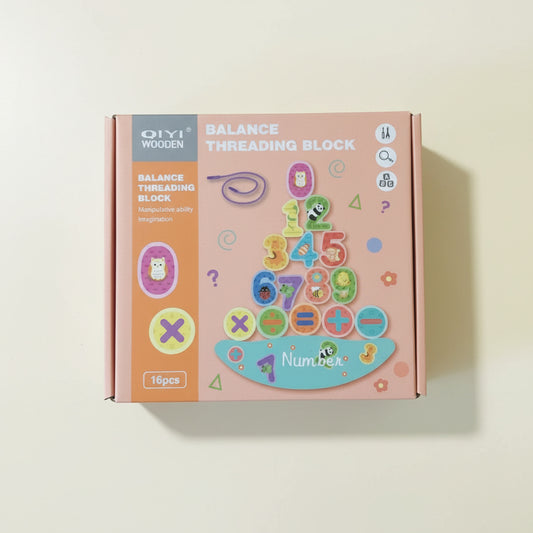 Wooden Balance Threading & Number Learning Block Set