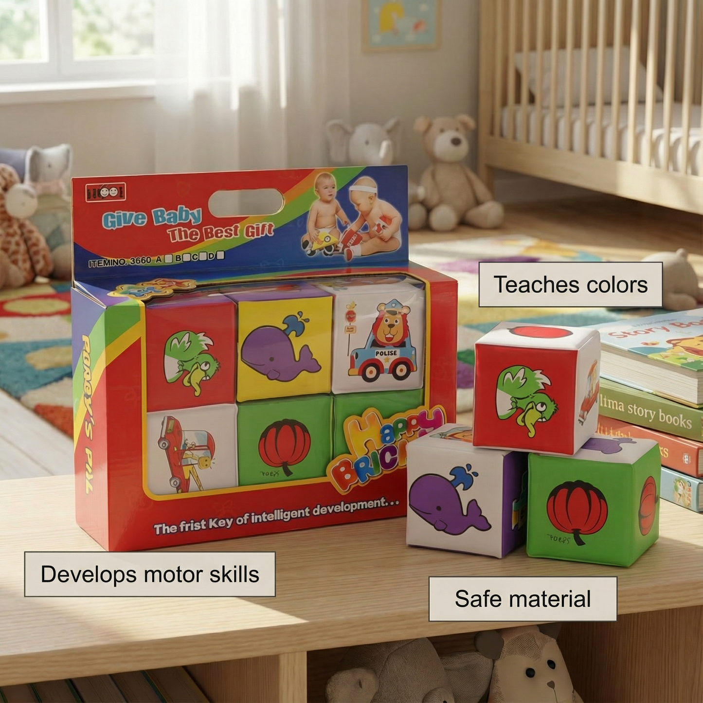 Happy Brick™ Infant & Toddler Sensory Soft Blocks (6-Piece Set)