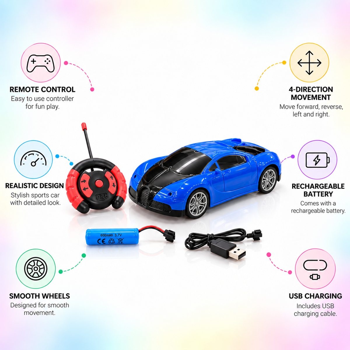 Remote Control Racing Car for Kids – 1:20 Scale 27MHz RC Sports Car