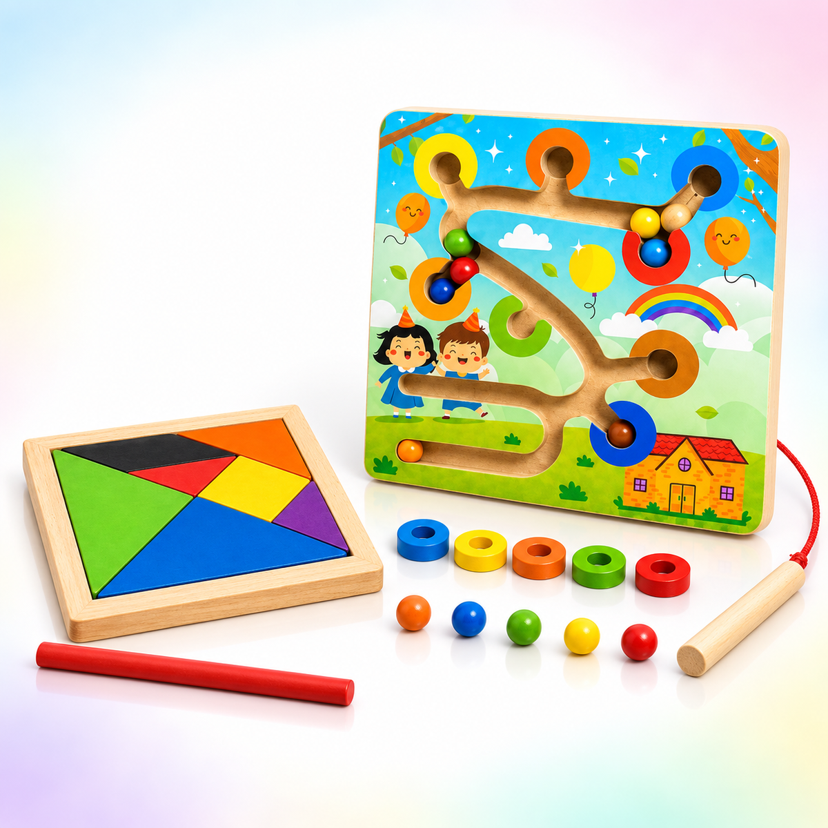 Wooden Square Puzzle & Maze – Educational Learning Toy