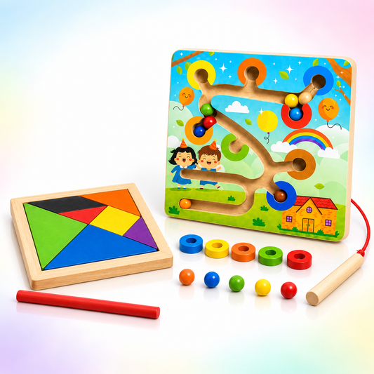 Wooden Square Puzzle & Maze – Educational Learning Toy