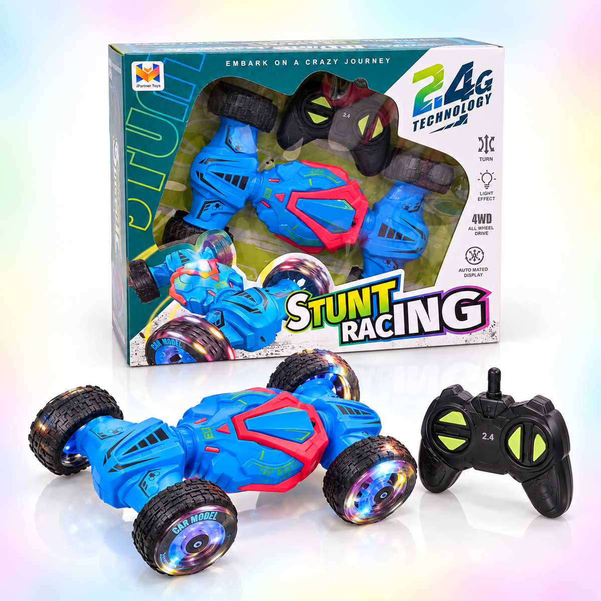 Stunt Racing Remote Control Car – 2.4G 4WD RC Stunt Car with Lights