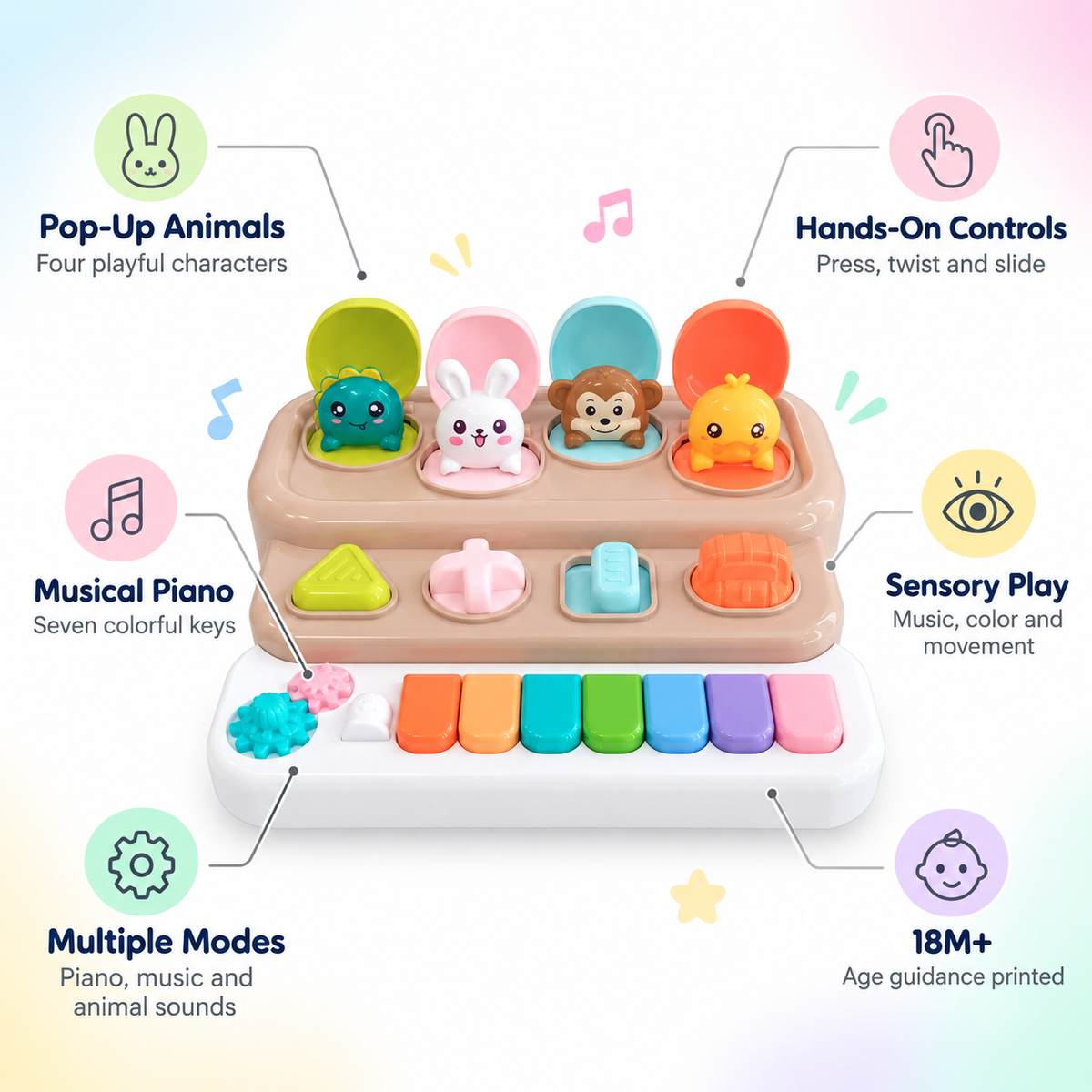 JDL Animal Musical Piano – Pop-Up Musical Toy