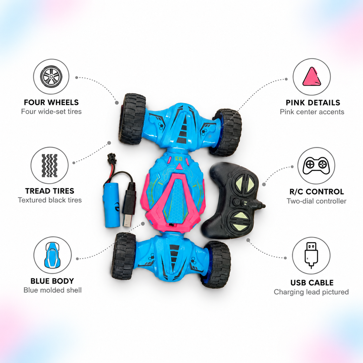 Stunt Racing Remote Control Car – 2.4G 4WD RC Stunt Car with Lights
