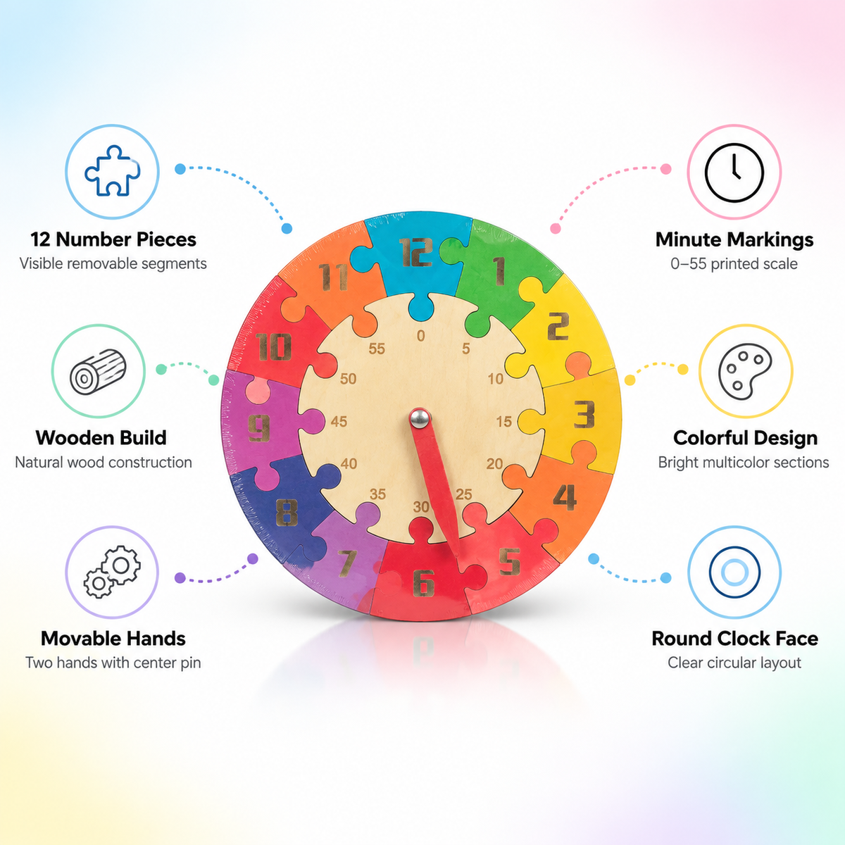 Wodden Learning Clock Puzzle