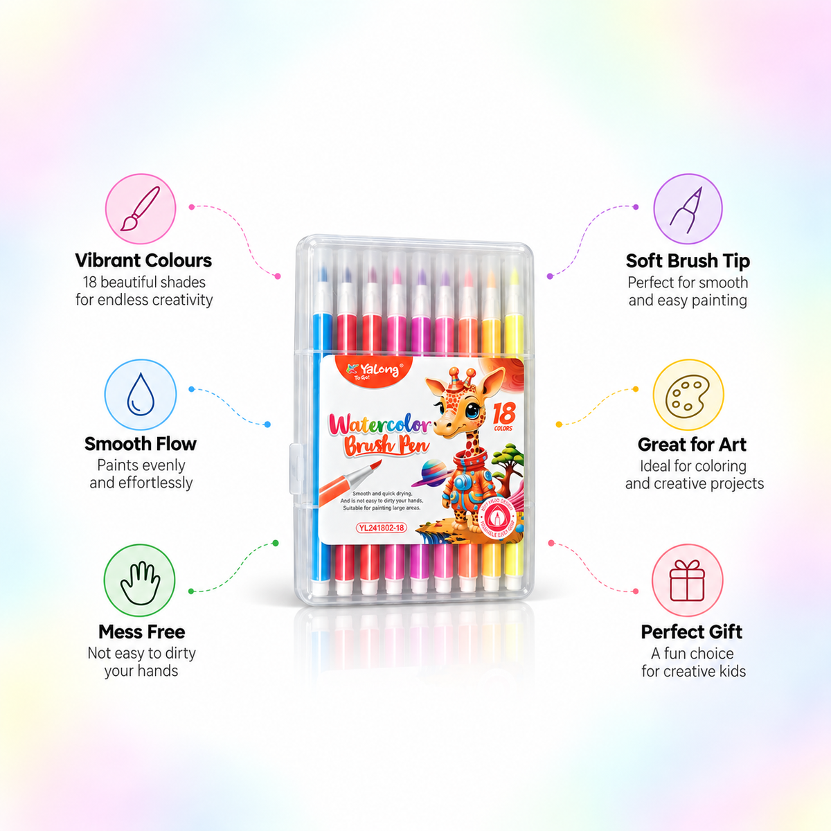 Yalong Watercolor Brush Pens – 18 Colors