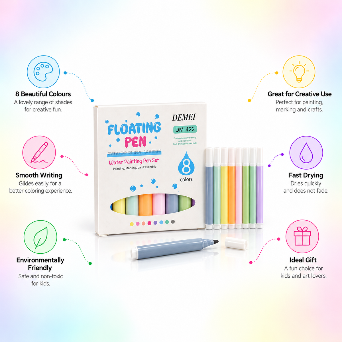 Floating Water Painting Pen Set – 8 Colors